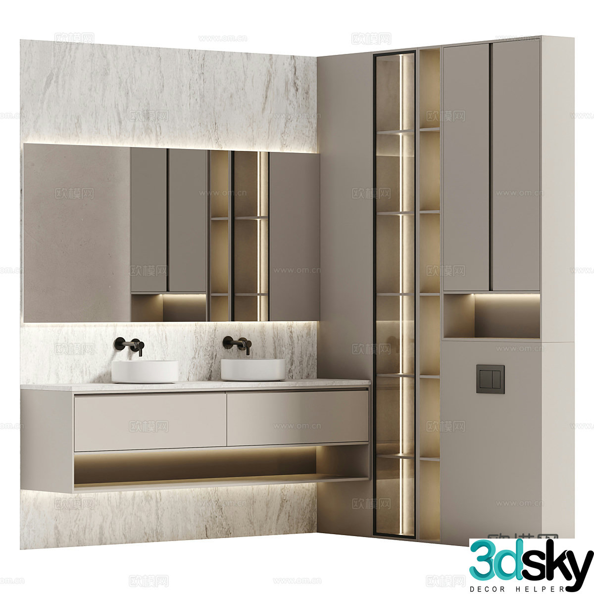 Modern Italian minimalist bathroom cabinet 3d model