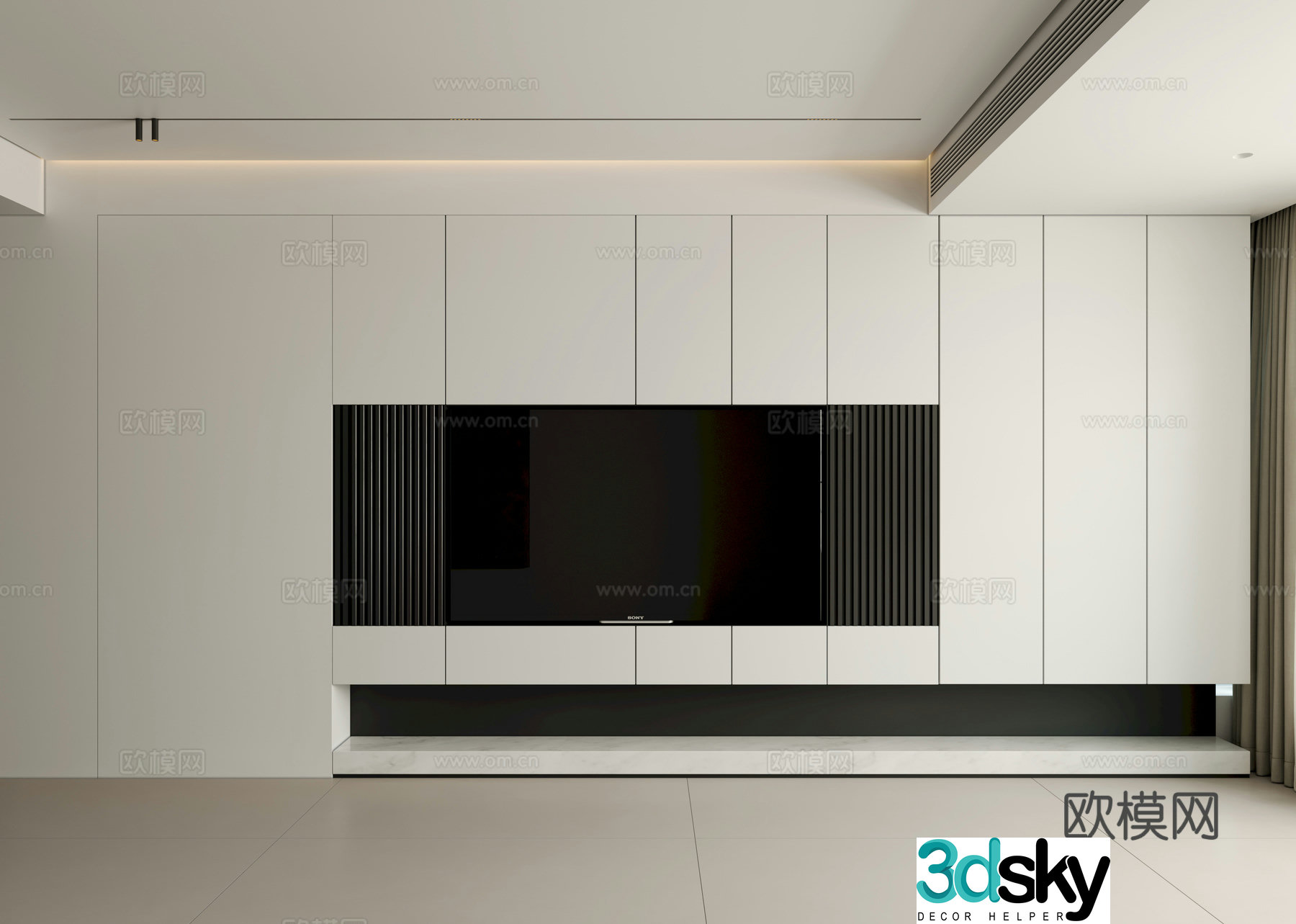 3d model of TV background wall