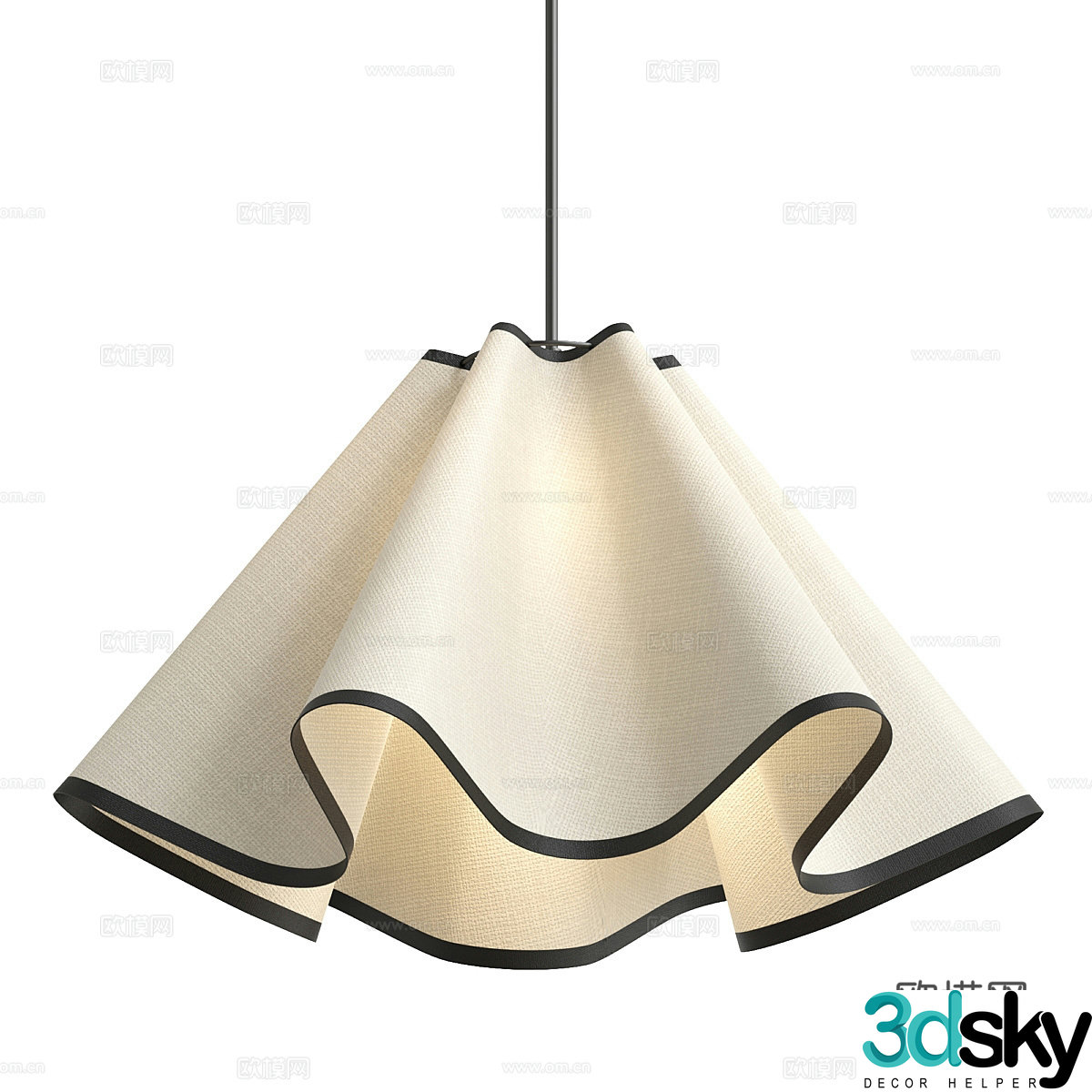 New Chinese style Wasabi fabric retro style chandelier 3d model