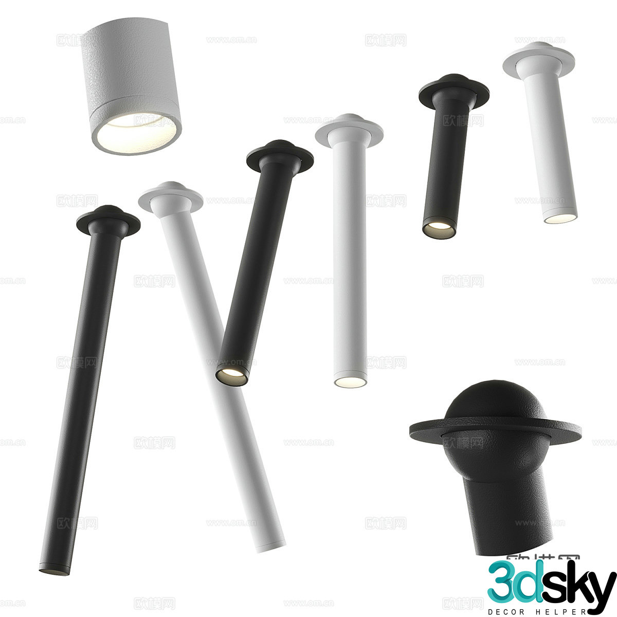 Modern minimalist rotating spotlight 3D model