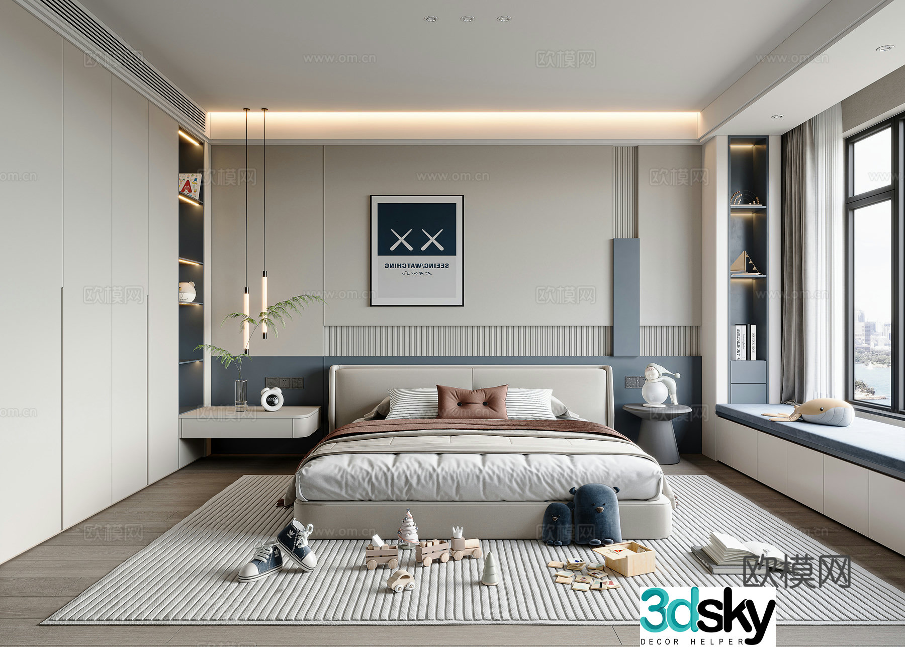 Modern boy children’s room 3d model