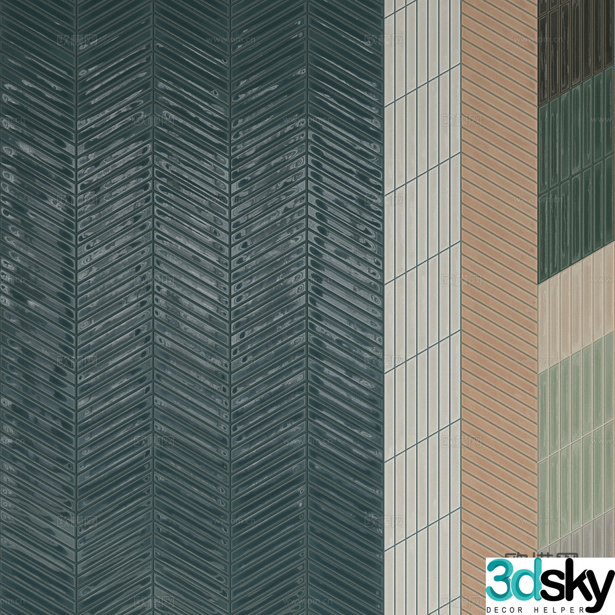New Chinese style parquet tiles 3D model