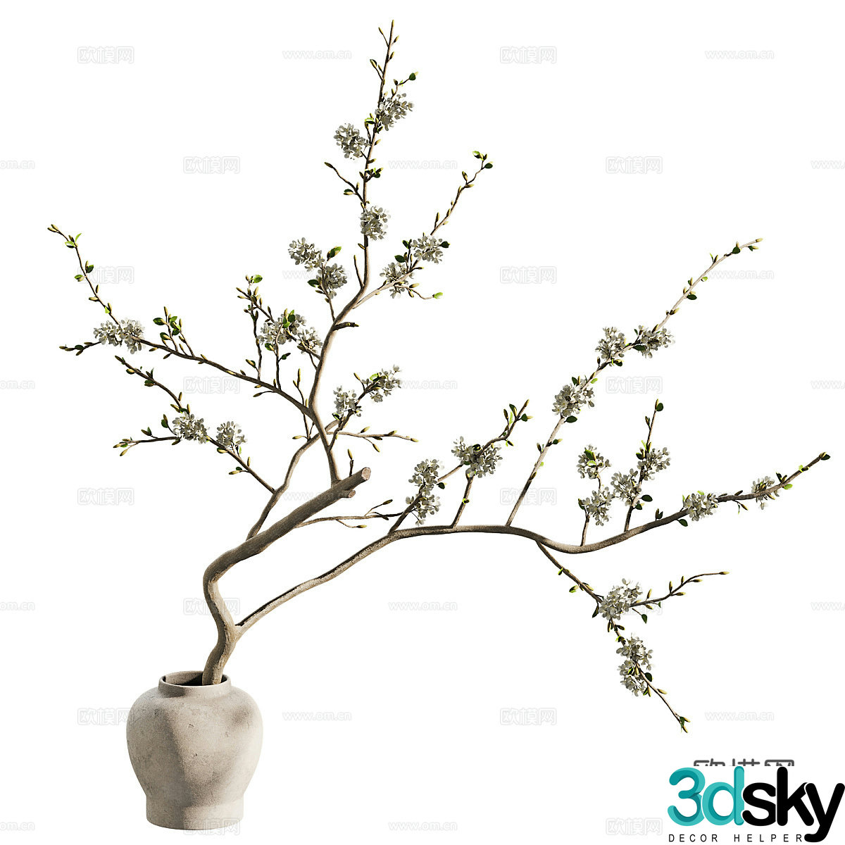 New Chinese vase flower art 3D model