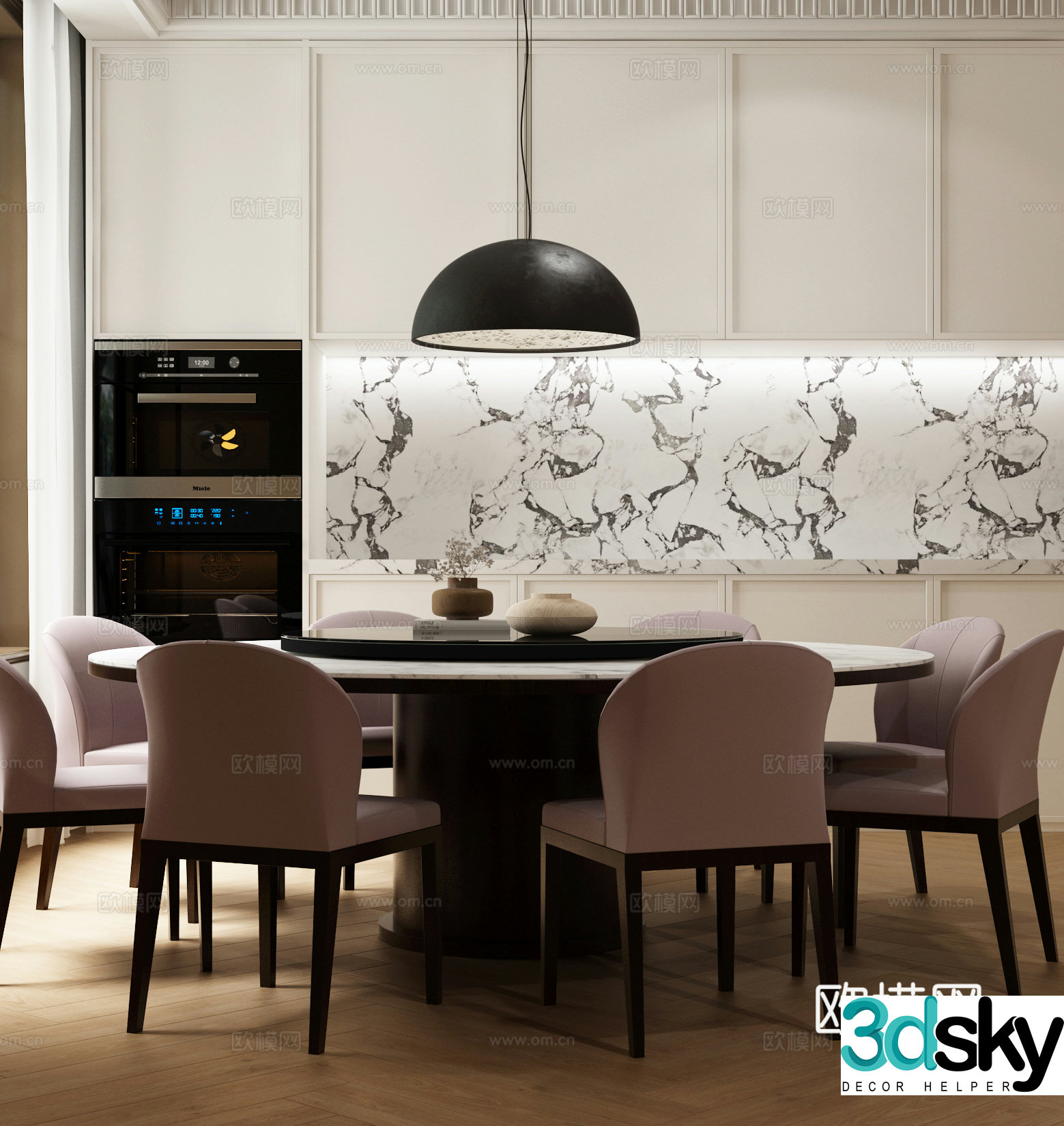 Modern Italian dining table and chair 3d model