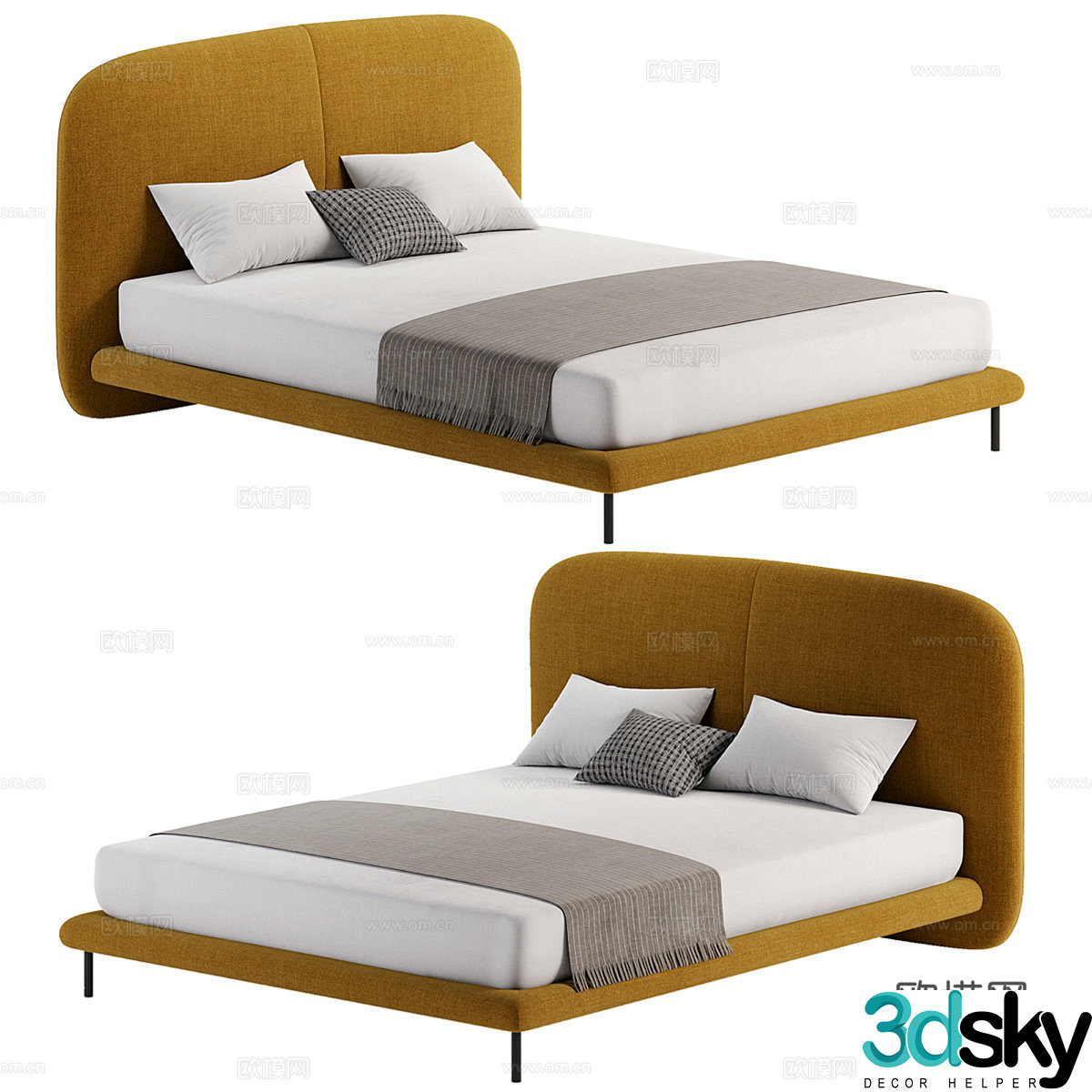 HC28 fabric double bed 3d model