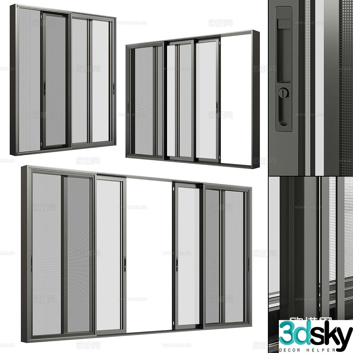 Modern heavy sliding door 3d model