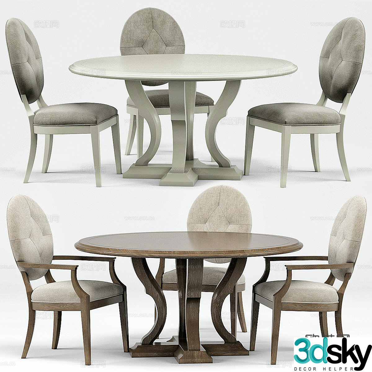 Dining table and dining chair combination 3D model