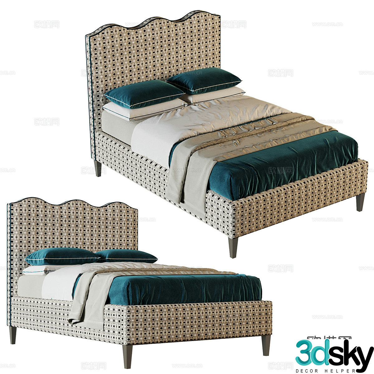 Rooma bed mint 3d model