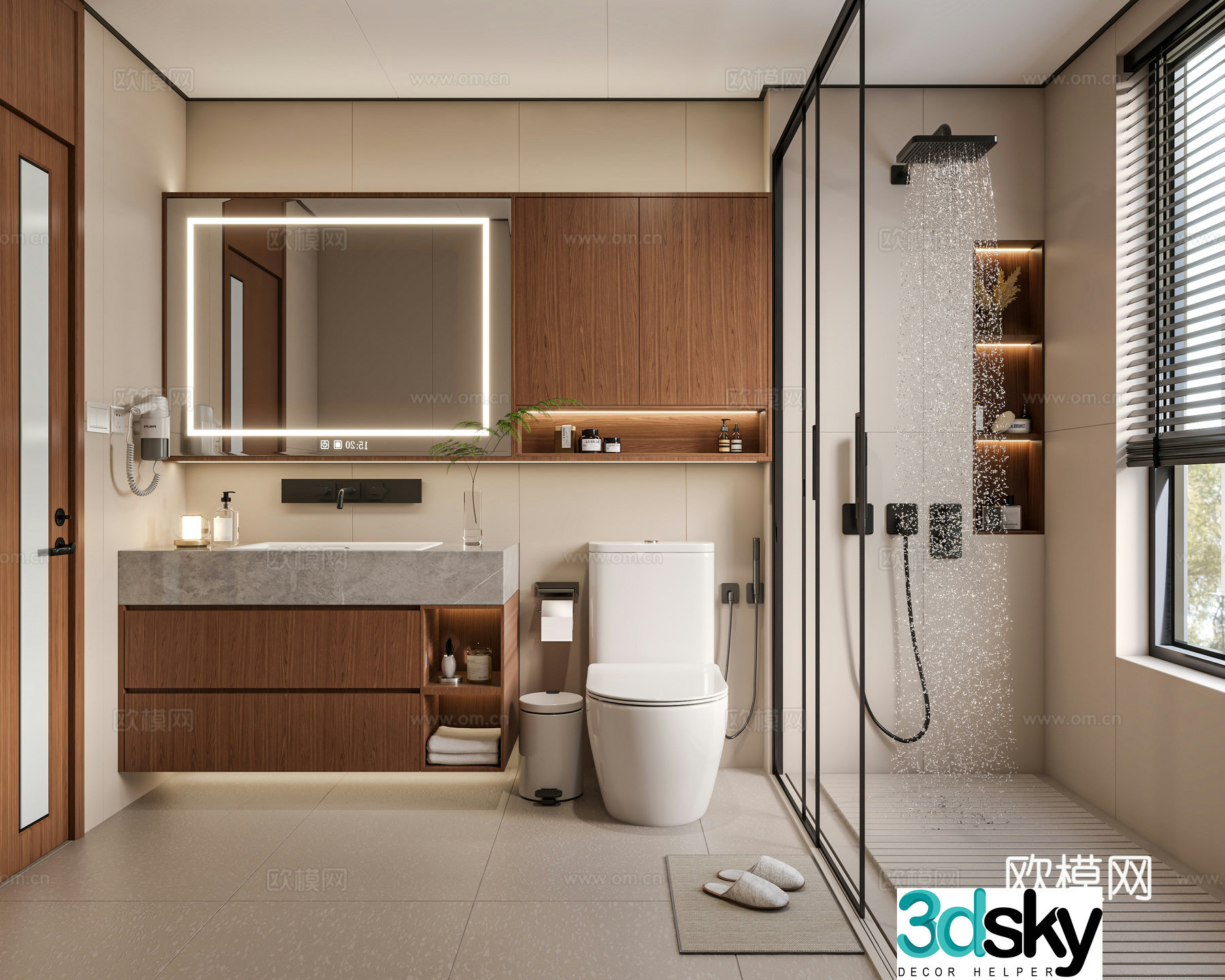 Middle-aged bathroom dry and wet separate bathroom medieval style bathroom modern bathroom bathroom cabinet 3D model