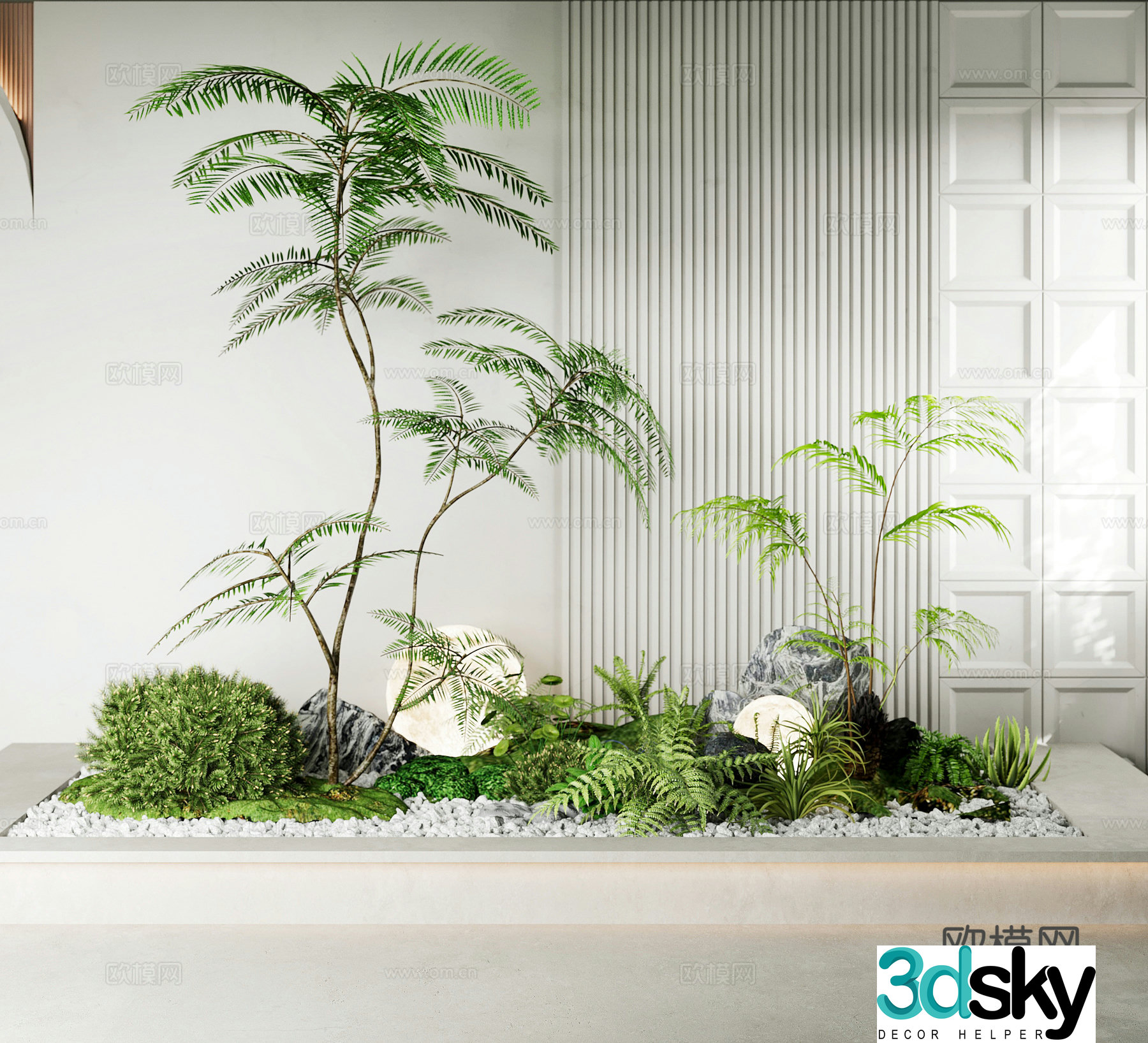 Modern green plant landscape 3d model