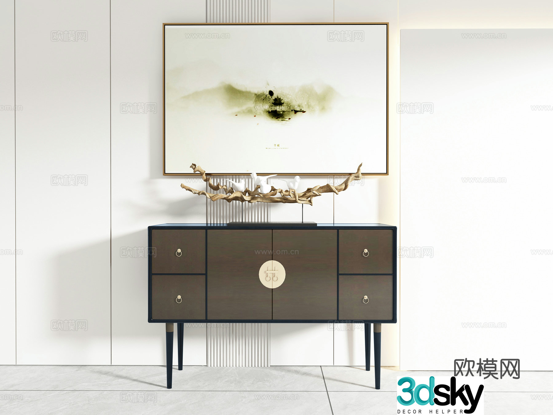 Chinese side cabinet entrance cabinet 3D model