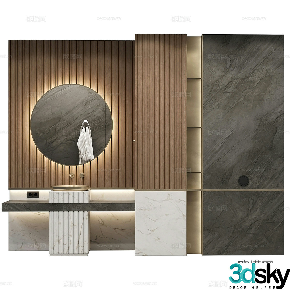 New Chinese style bathroom cabinet 3D model