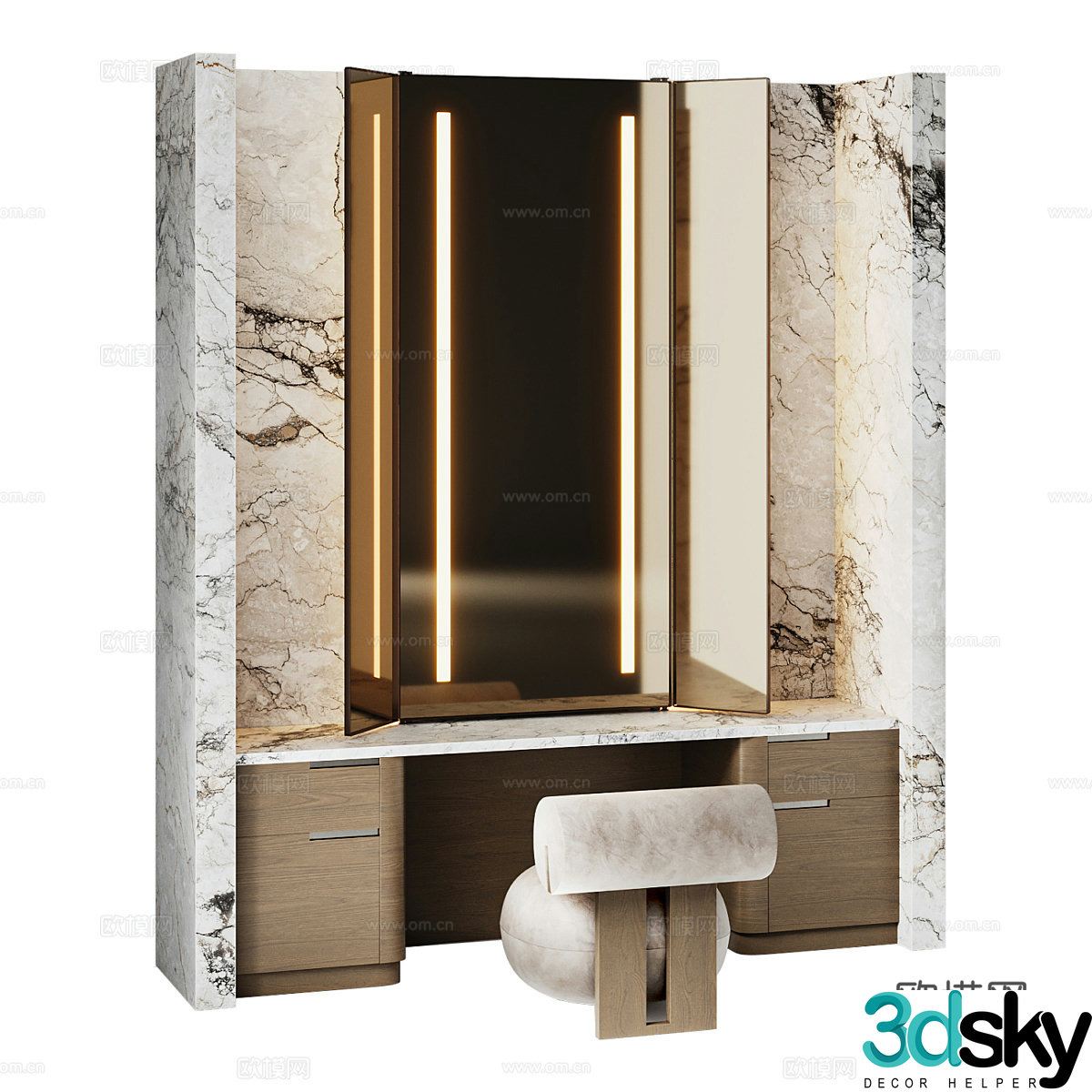 New Chinese style light luxury dressing table 3D model