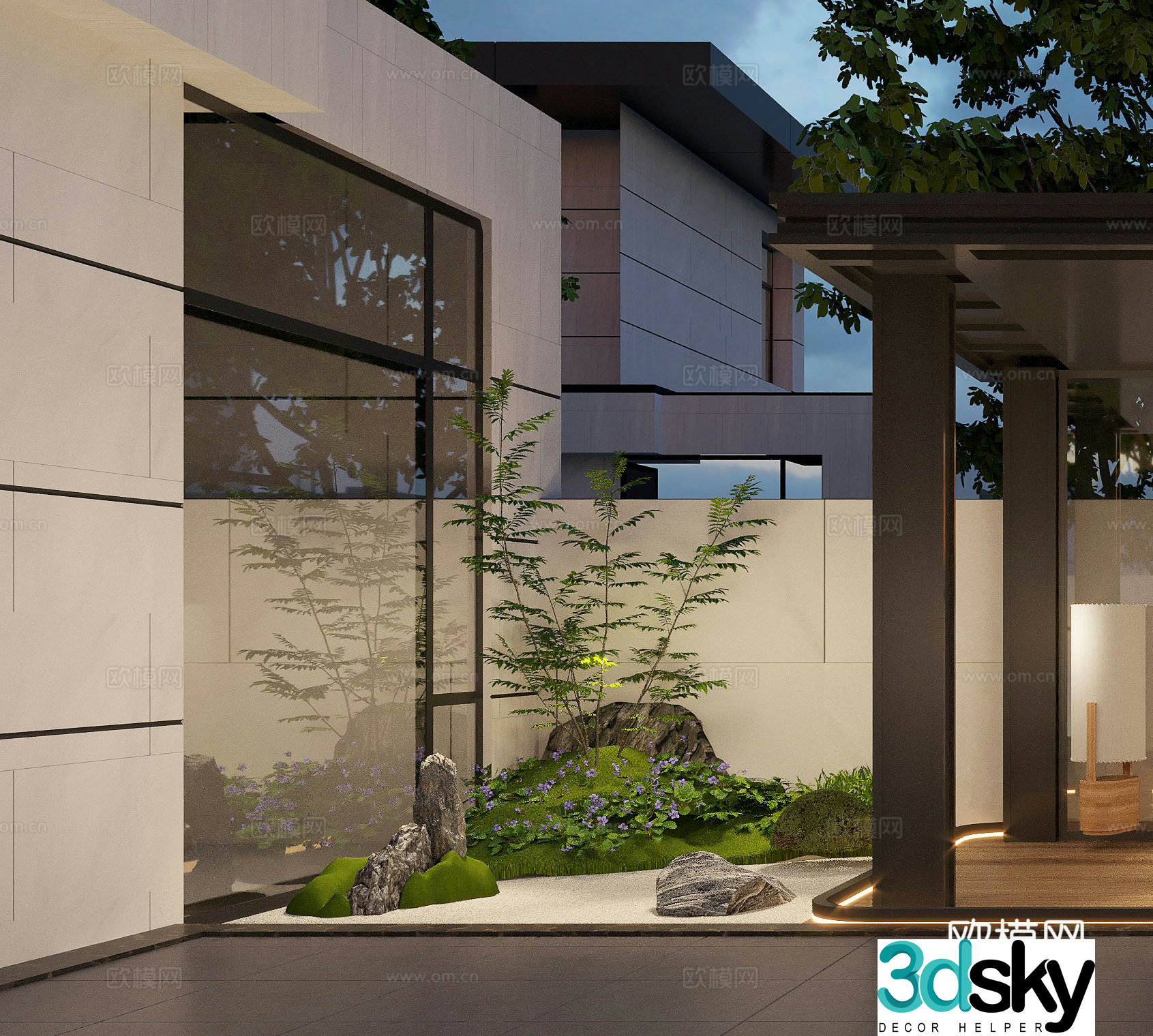 New Chinese style courtyard artificial landscape small bridge flowing water rockery stone garden 3d model