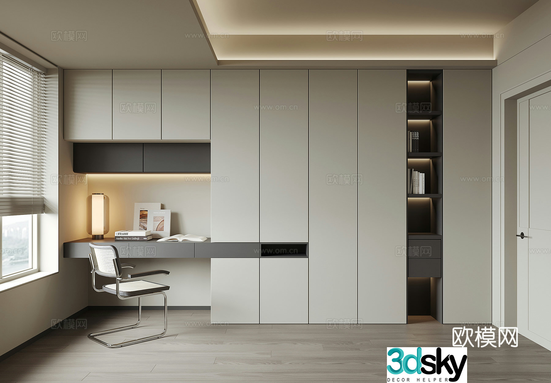 Modern wardrobe desk cabinet 3d model