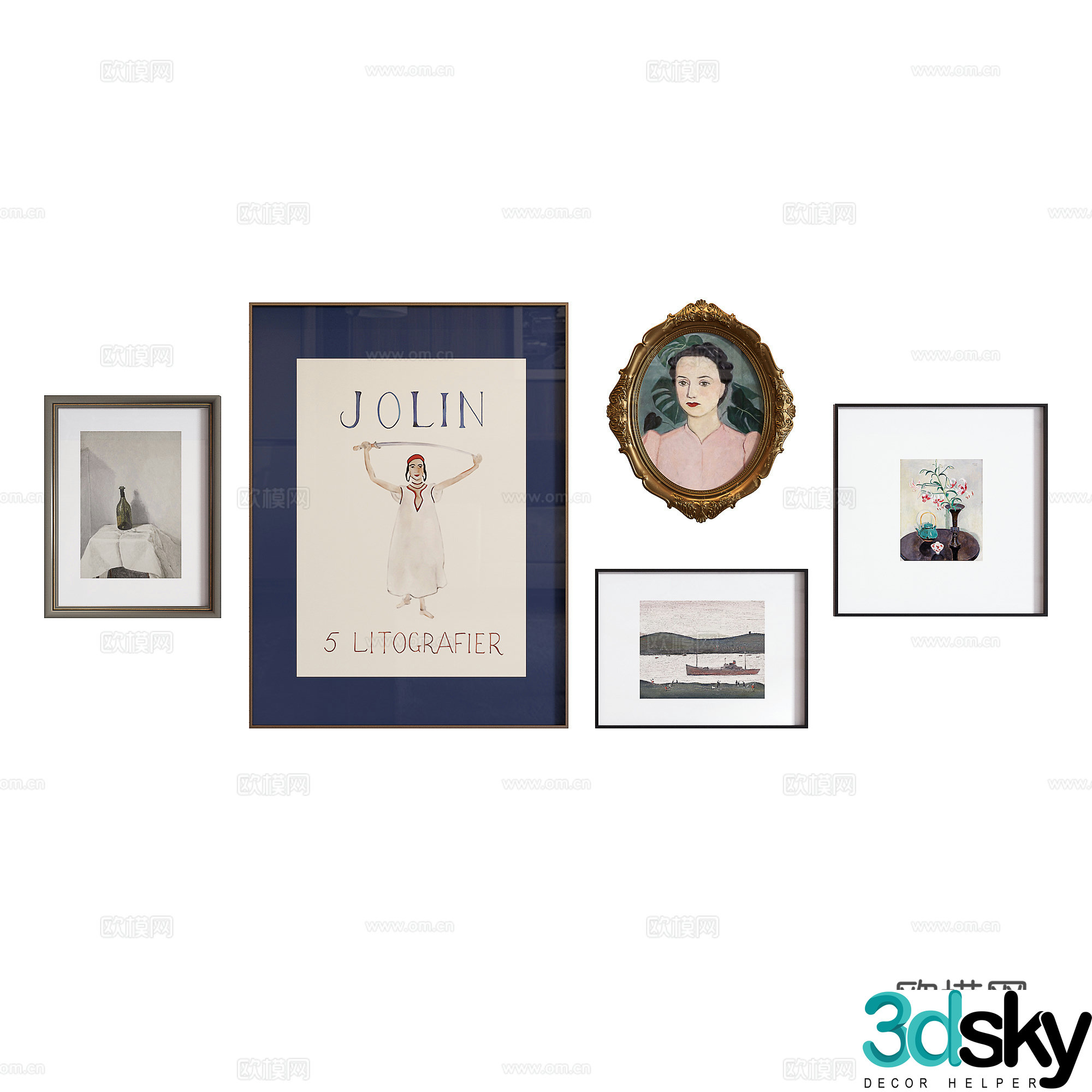 Nordic hanging painting combination 3D model