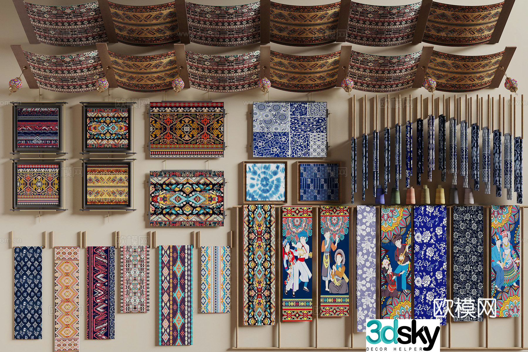 Chinese embroidery batik 3D model