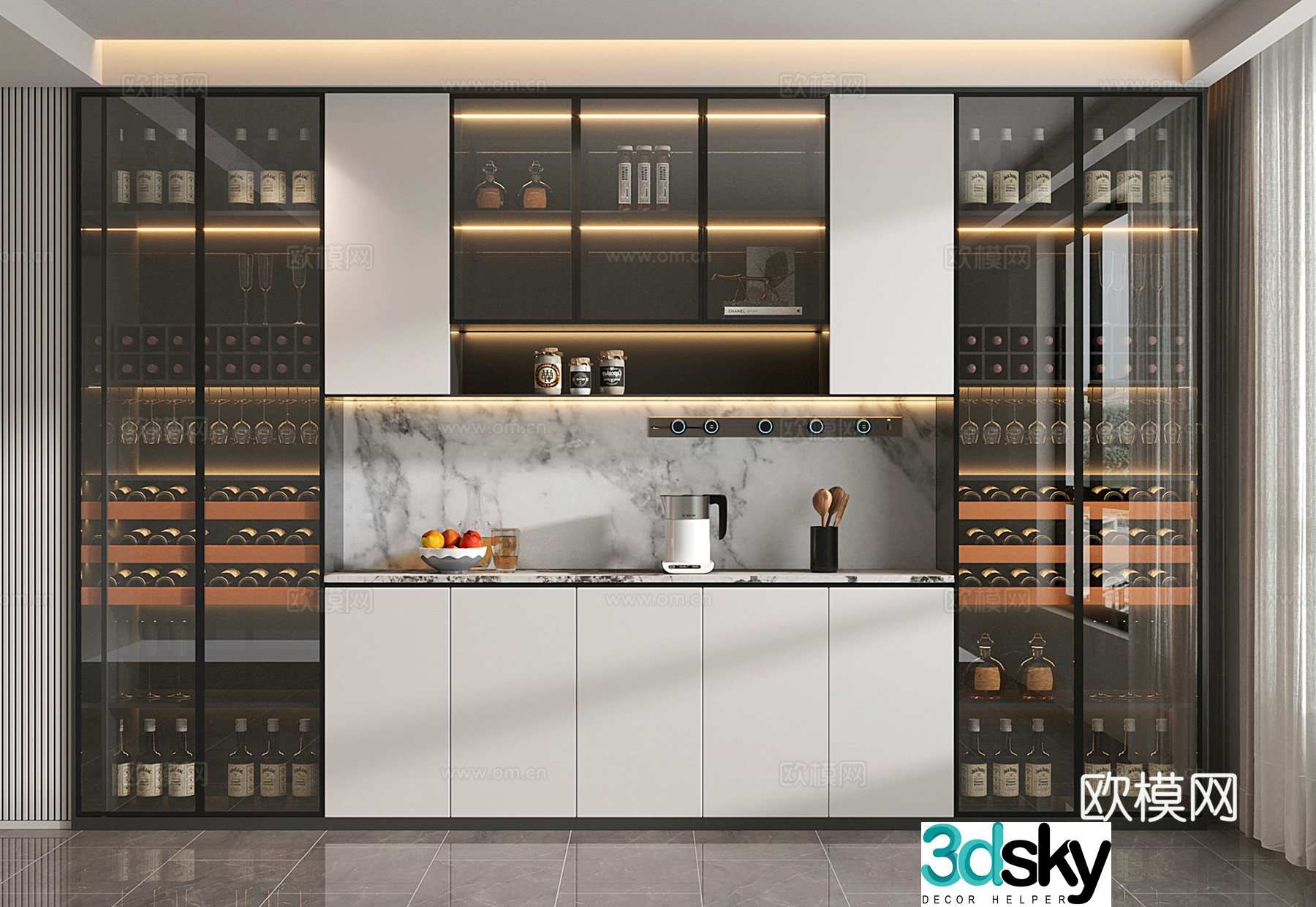 Modern wine cabinet side wine cabinet 3d model