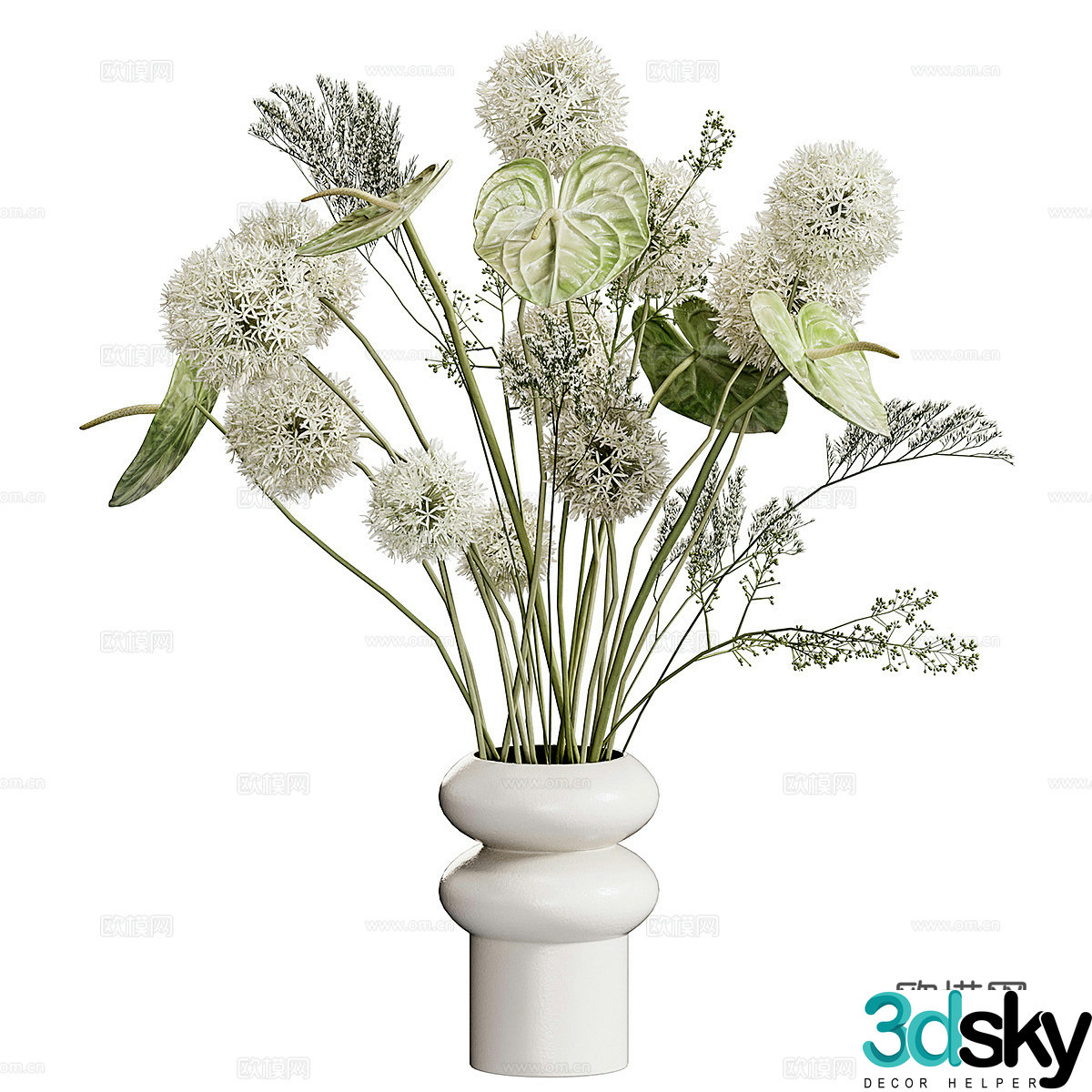 New Chinese vase flower art 3D model