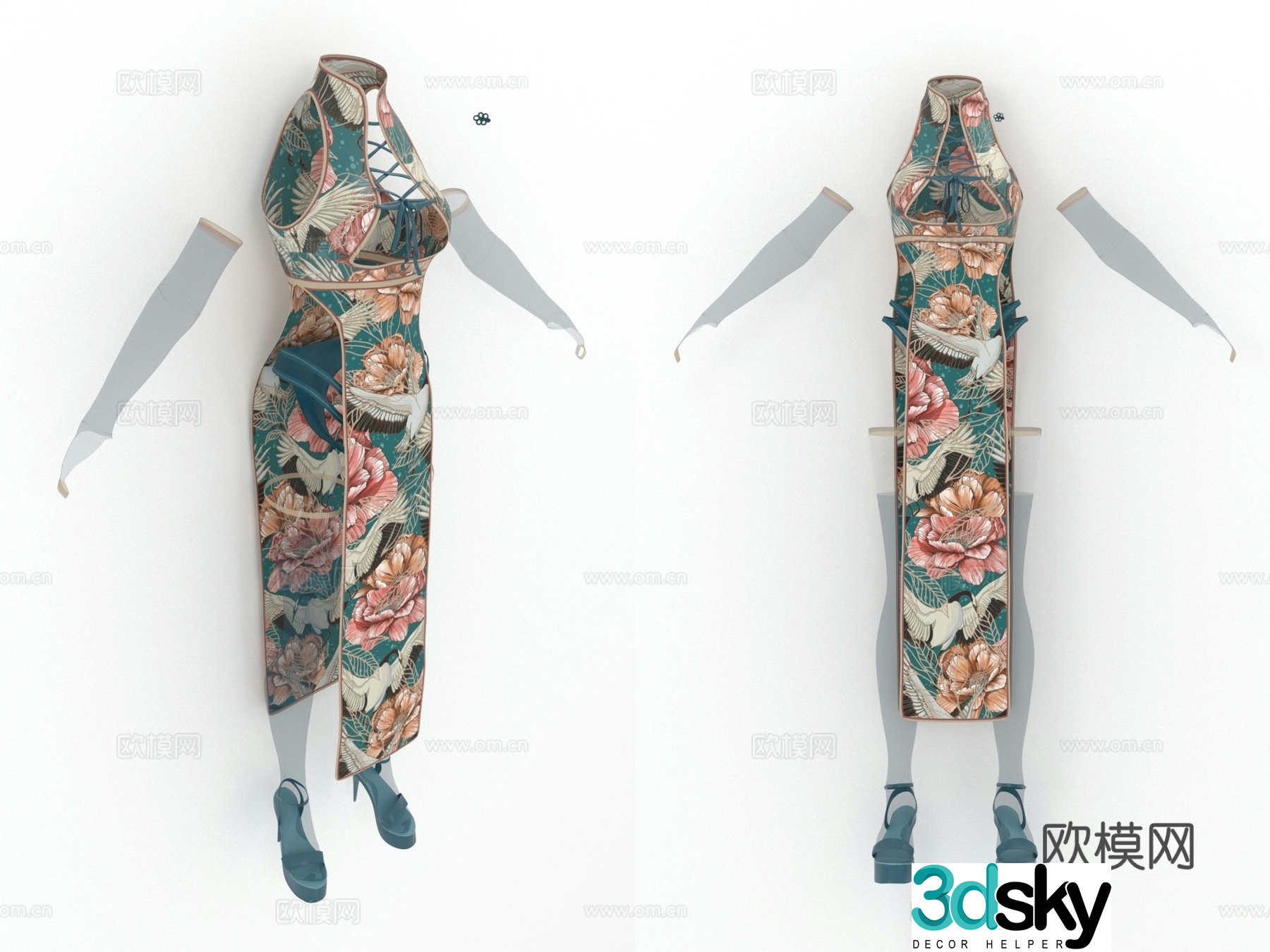 Cheongsam outfits women’s clothing 3d model