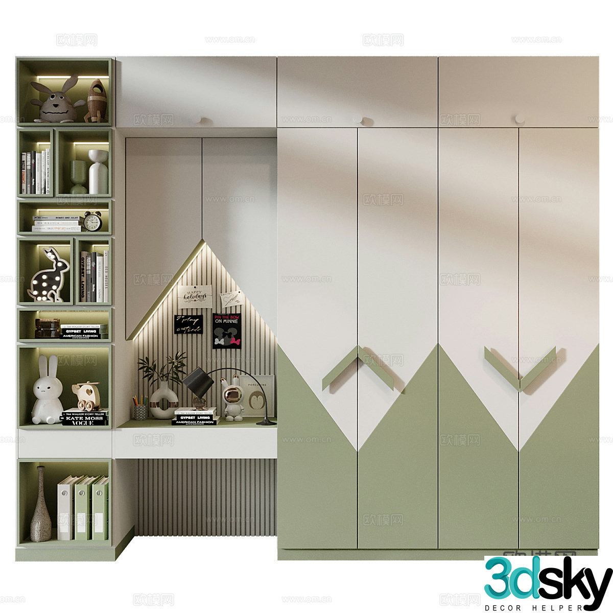Children’s Wardrobe Children’s Bookcase Combination 3D Model