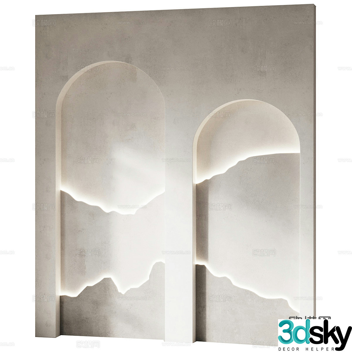 New Chinese style wasabi background wall 3D model