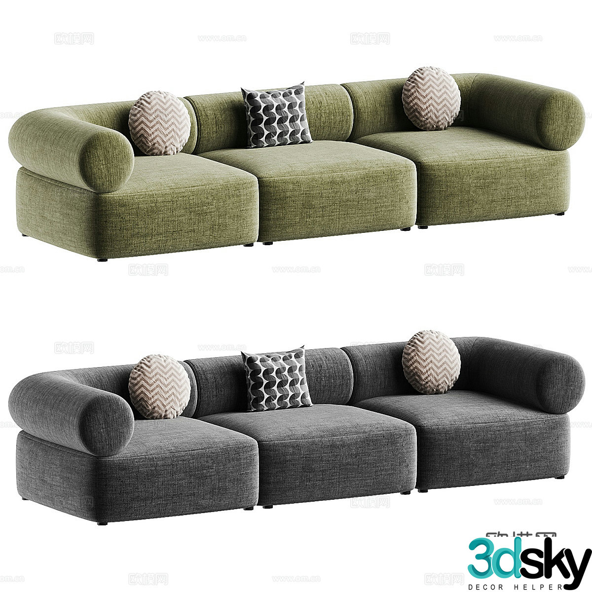 Modern cream style casual sofa 3d model