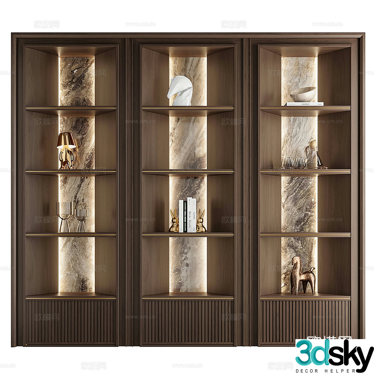 New Chinese style light luxury decorative cabinet bookcase display cabinet 3D model