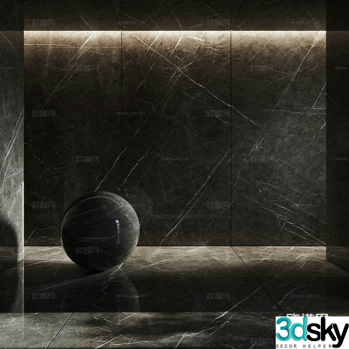 Dark gray marble tiles rock slab 3d model