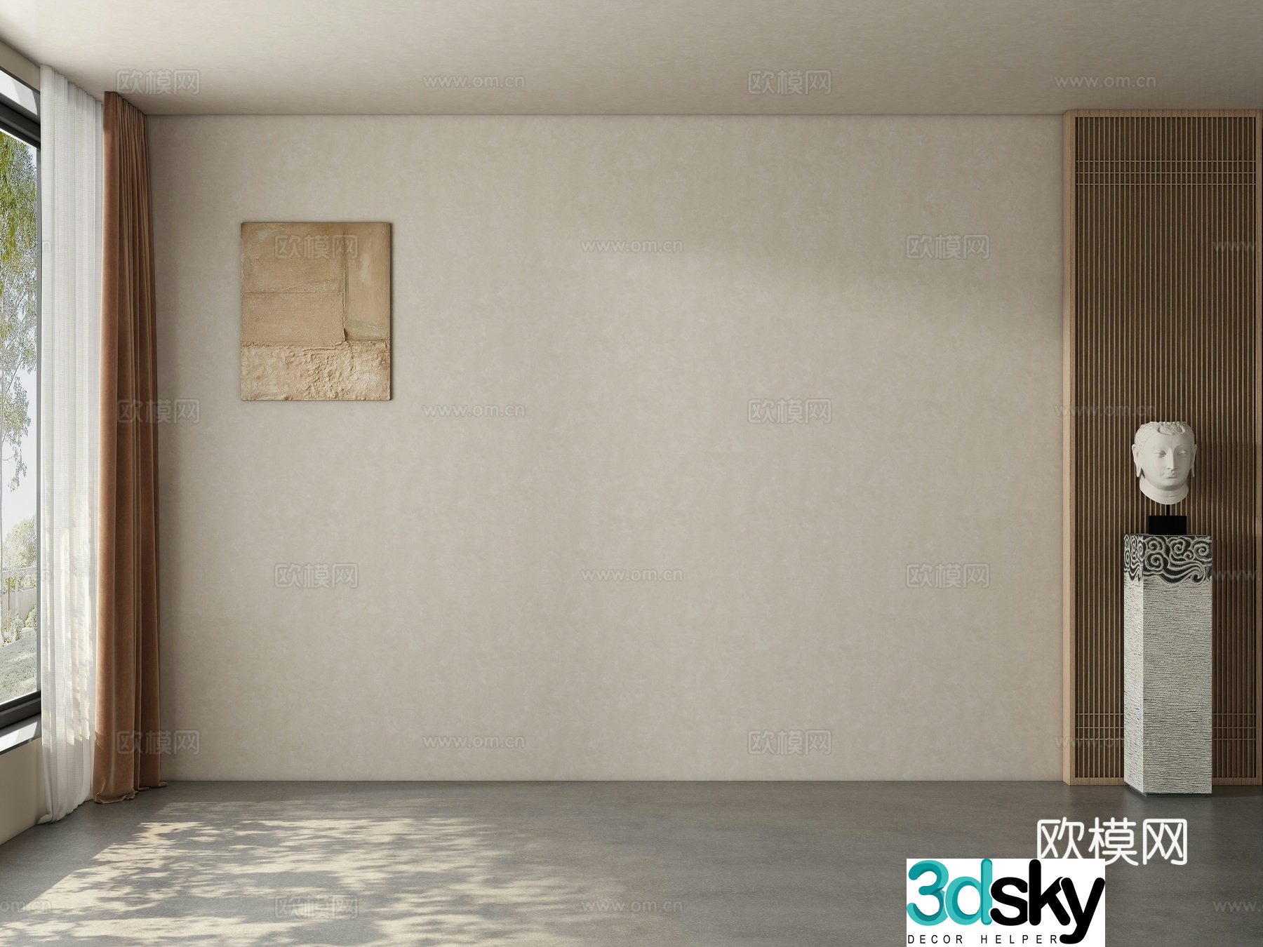 Middle style restaurant tea room background wall 3d model