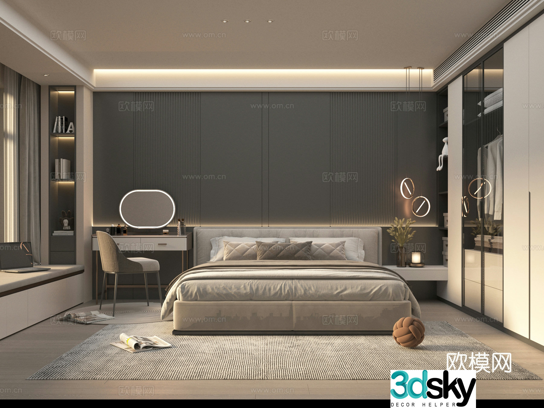 3D model of modern bedroom
