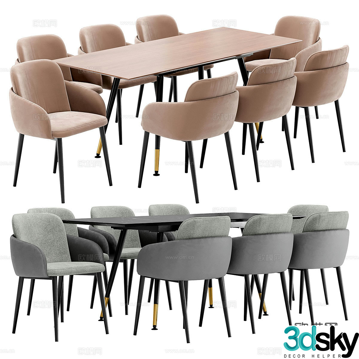 Dining table and dining chair 3d model