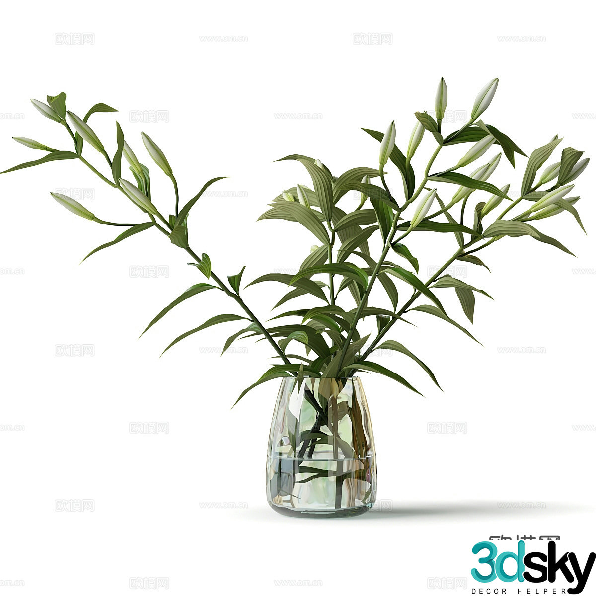 Modern vase flower art 3d model