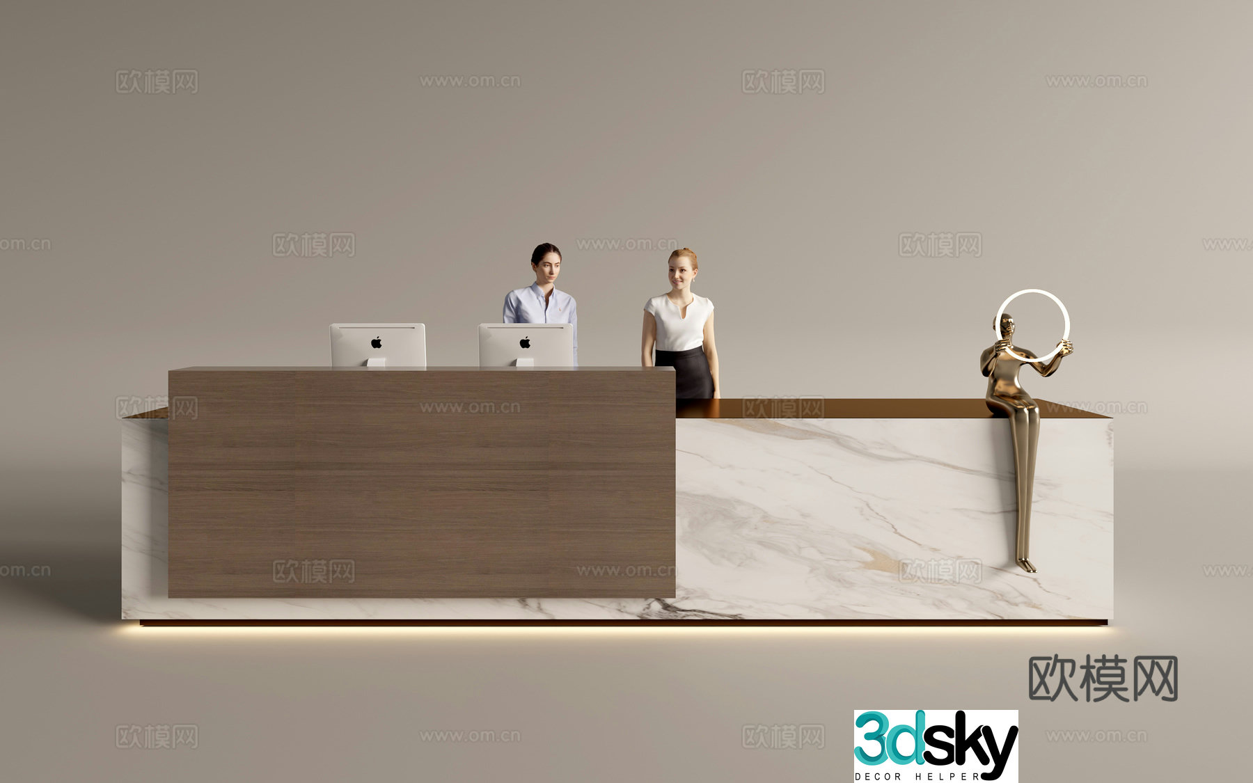 Modern company front desk reception area bar reception desk service desk 3d model