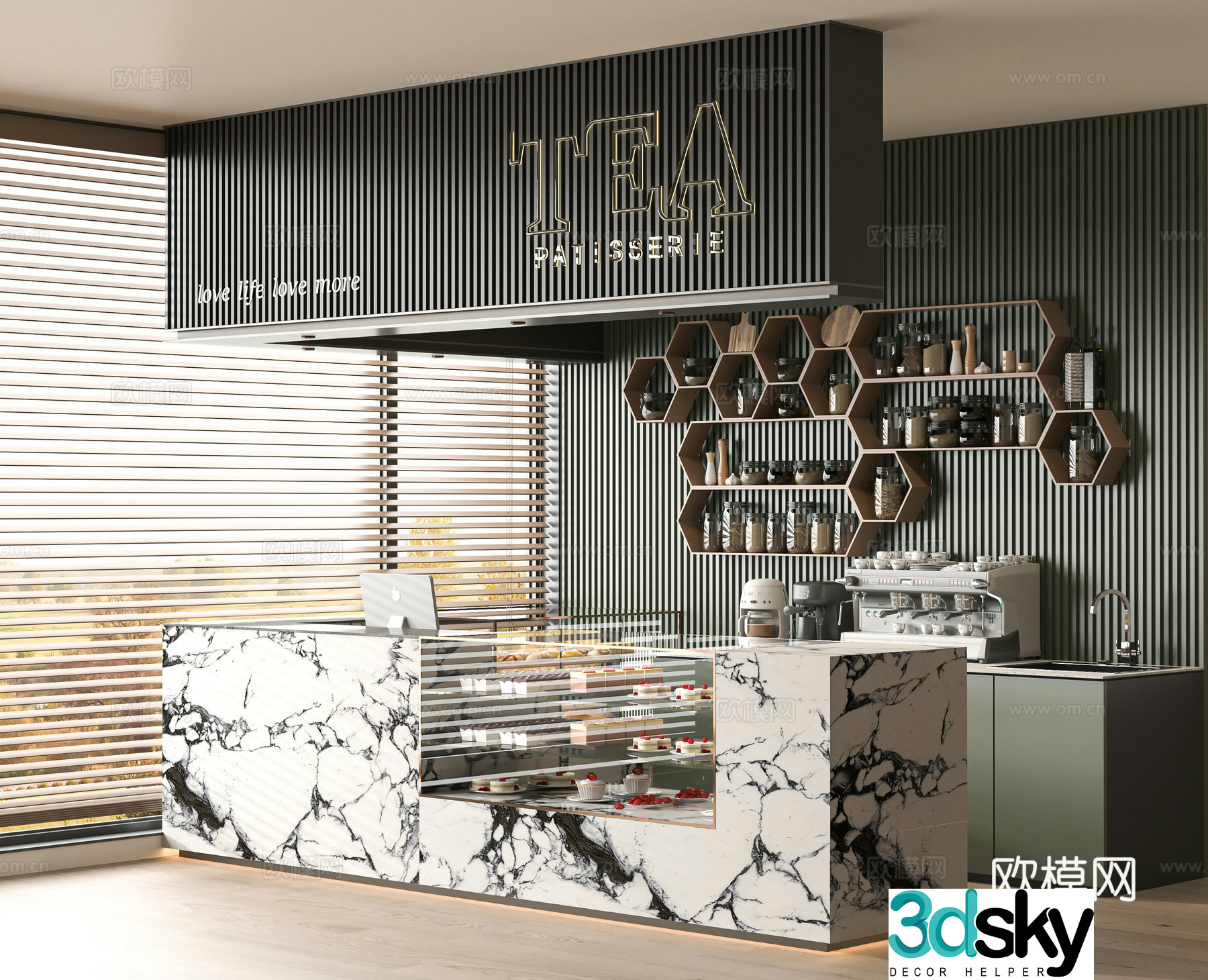 Modern milk tea shop 3d model