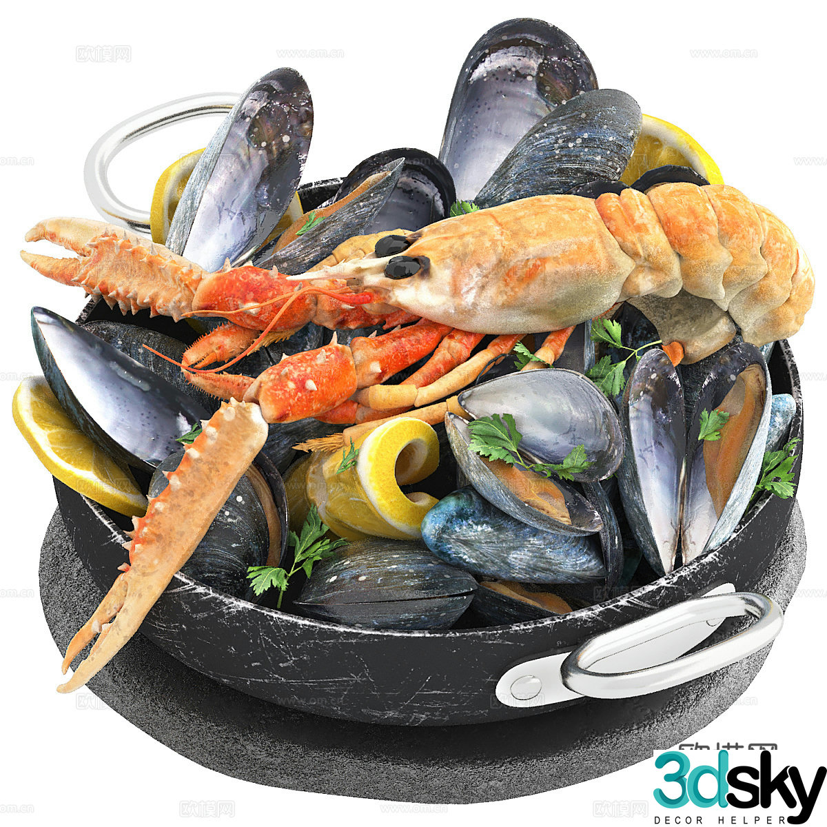 Seafood dish seafood platter 3d model