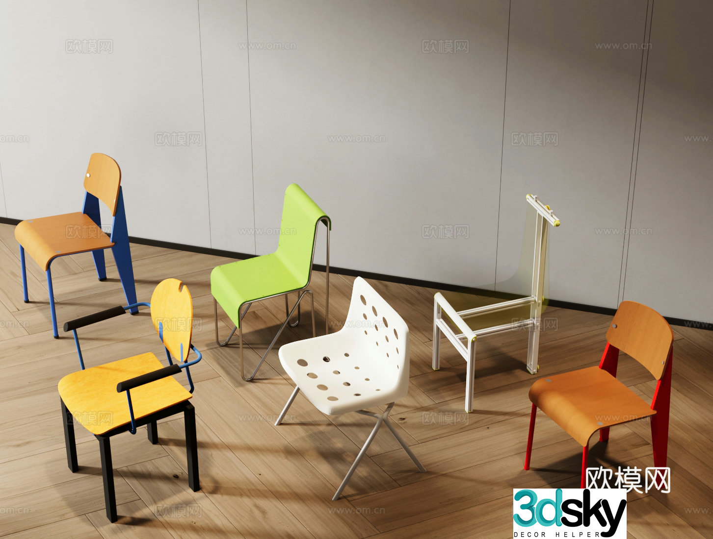 Postmodern chair Bauhaus chair Memphis single chair Retro style dining chair Dopamine furniture 3d model
