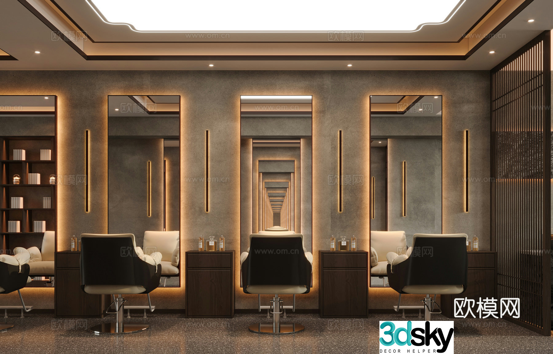 New Chinese style barber shop 3d model