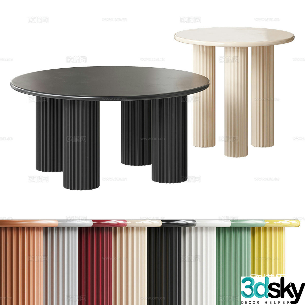 Modern cream style coffee table combination 3D model
