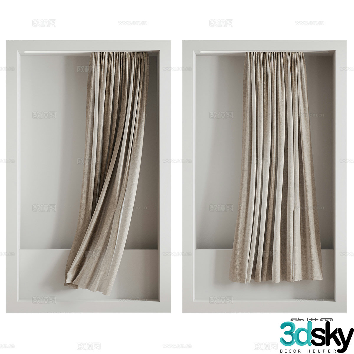 Modern creamy shower curtain 3d model