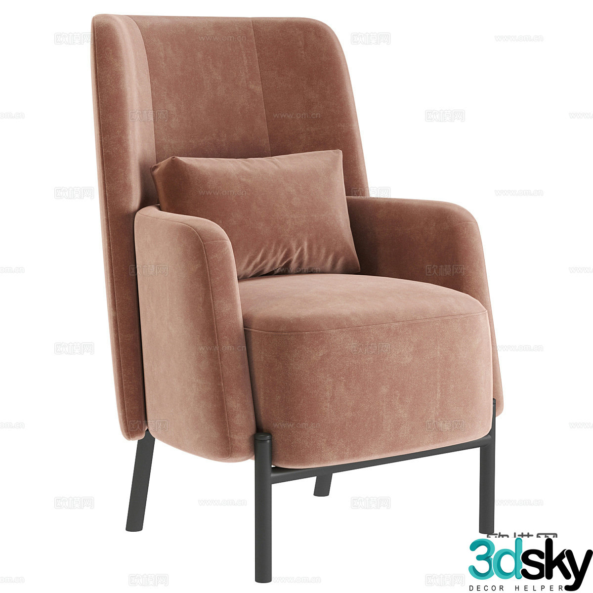 Modern Creamy Wil Barhat Caramel Armchair 3d Model