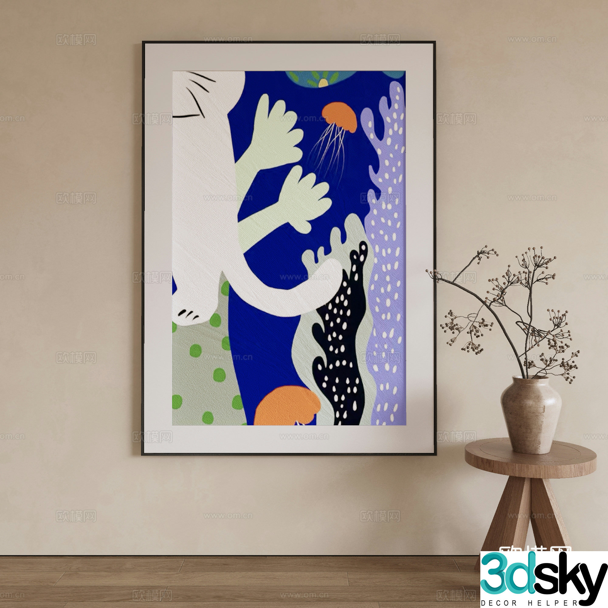 Wasabi hanging painting oil painting 3d model