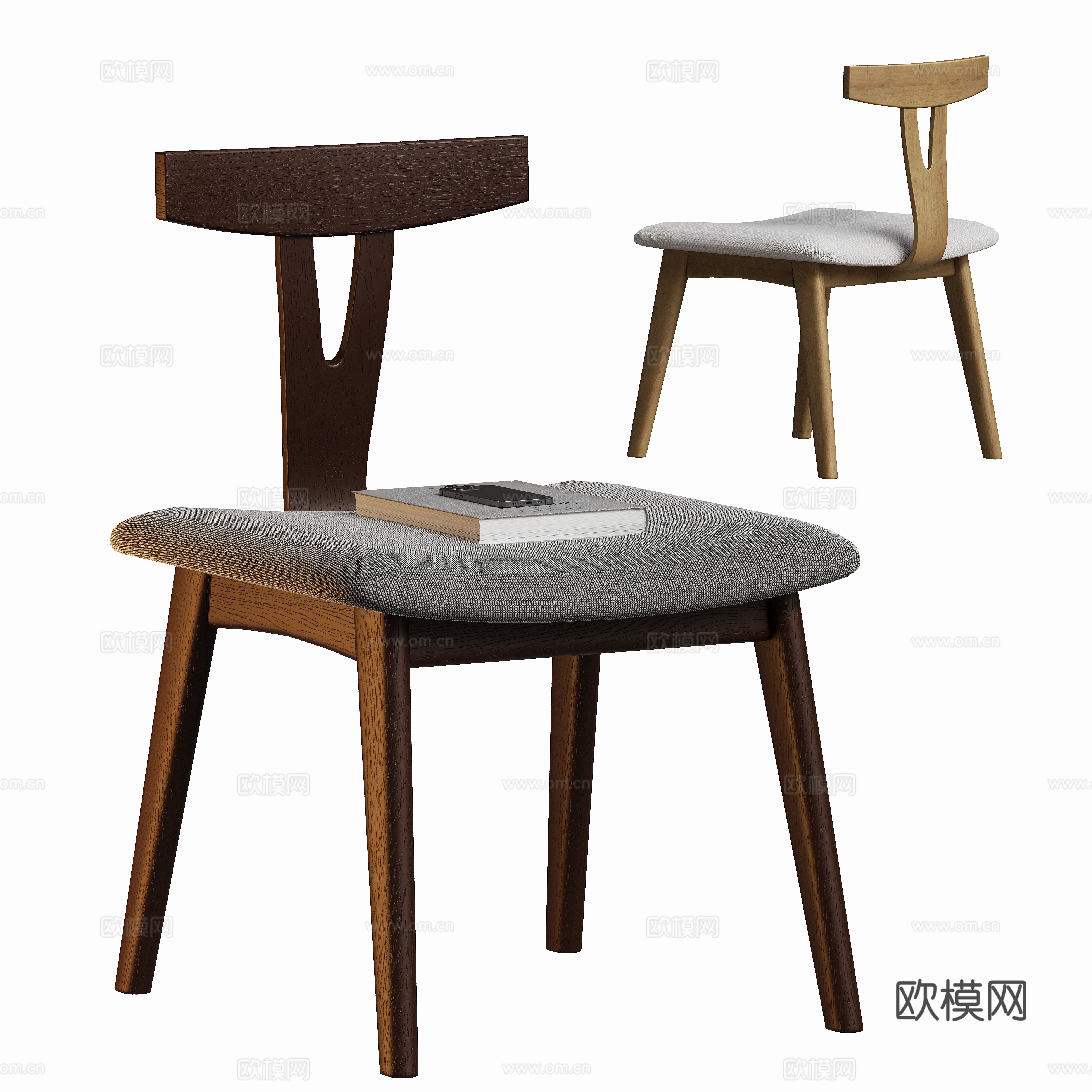 Modern log dining chair 3d model