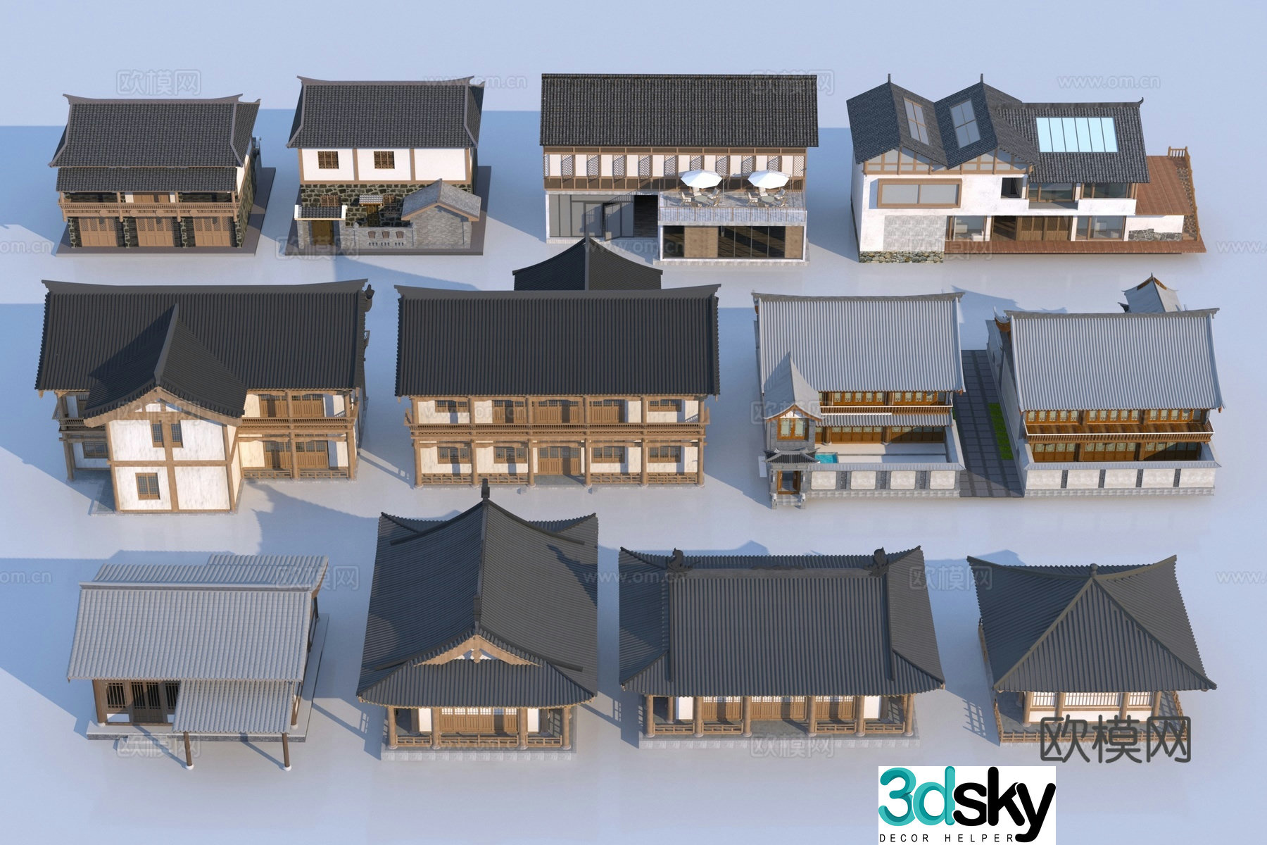 New Chinese style homestay building 3D model