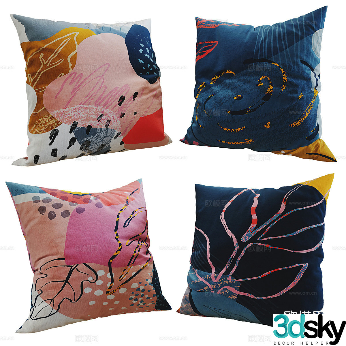 New Chinese style light luxury pillow 3D model