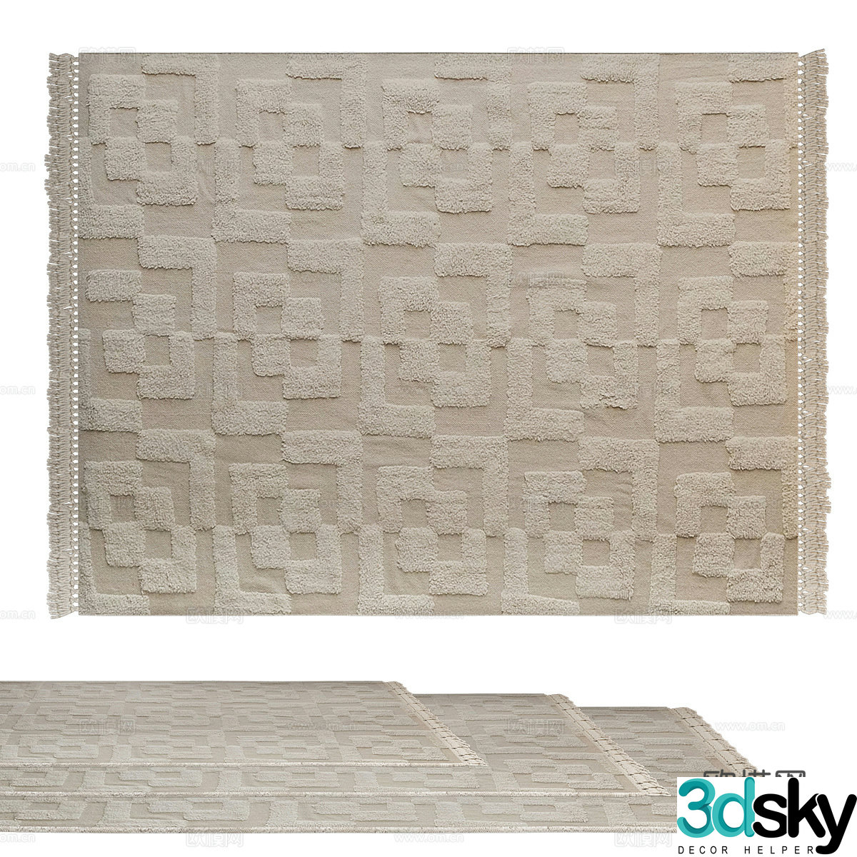 New Chinese Evertt Hilo Tufted Carpet 3D Model