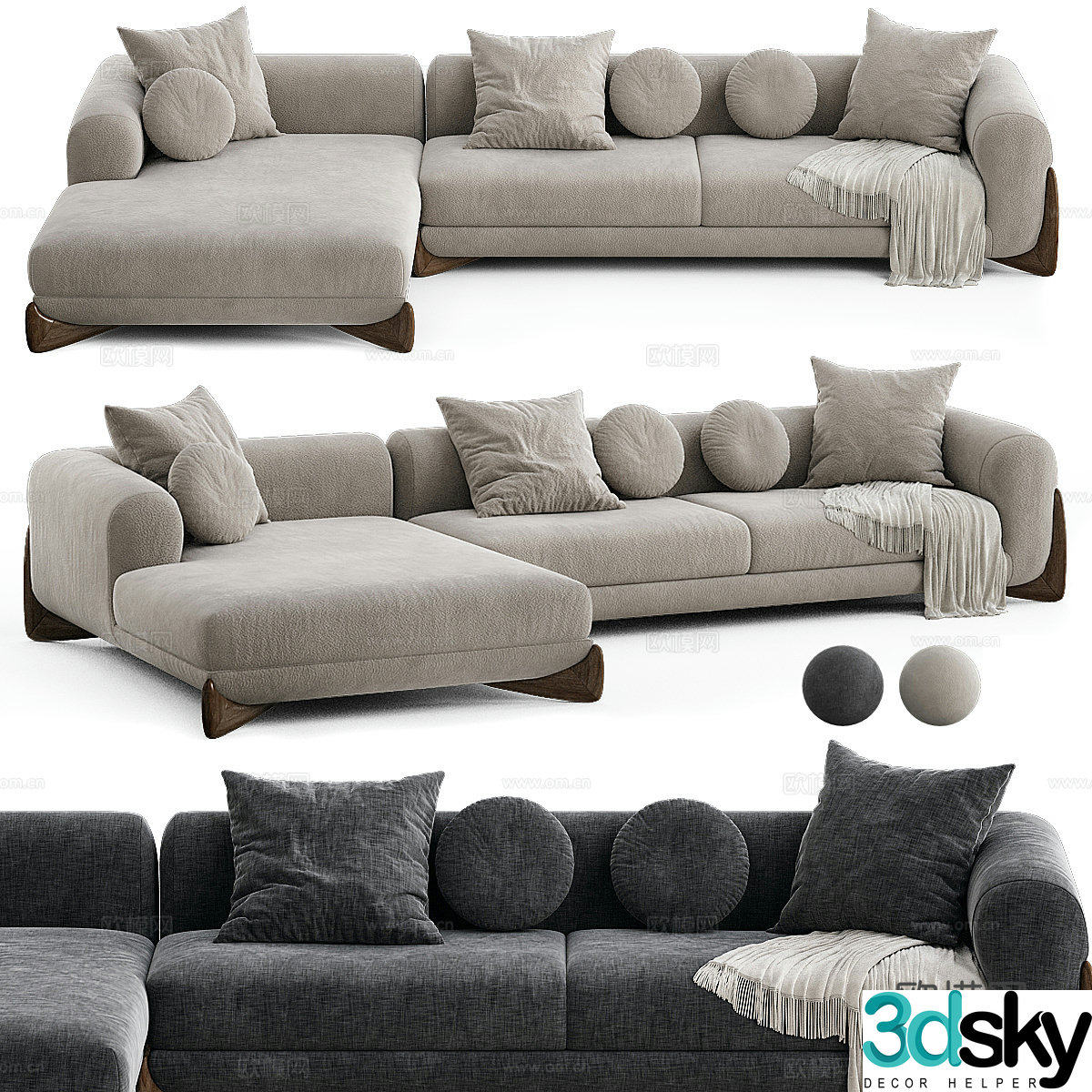 Modern Cream Style Softbay Porada Modular Sofa 3D Model