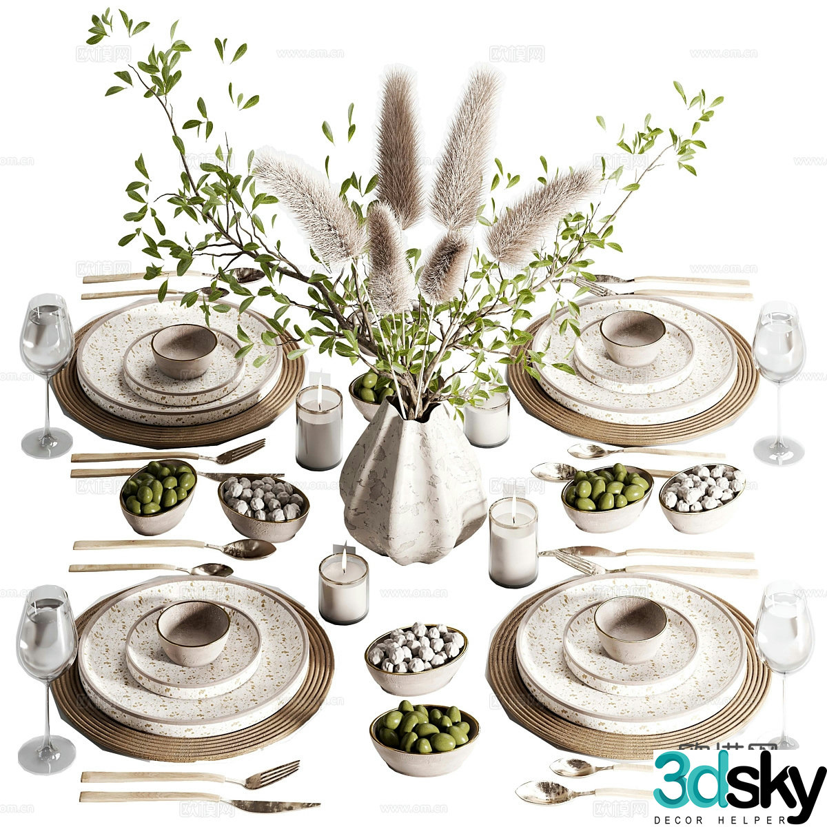New Chinese style wabisa tableware 3D model