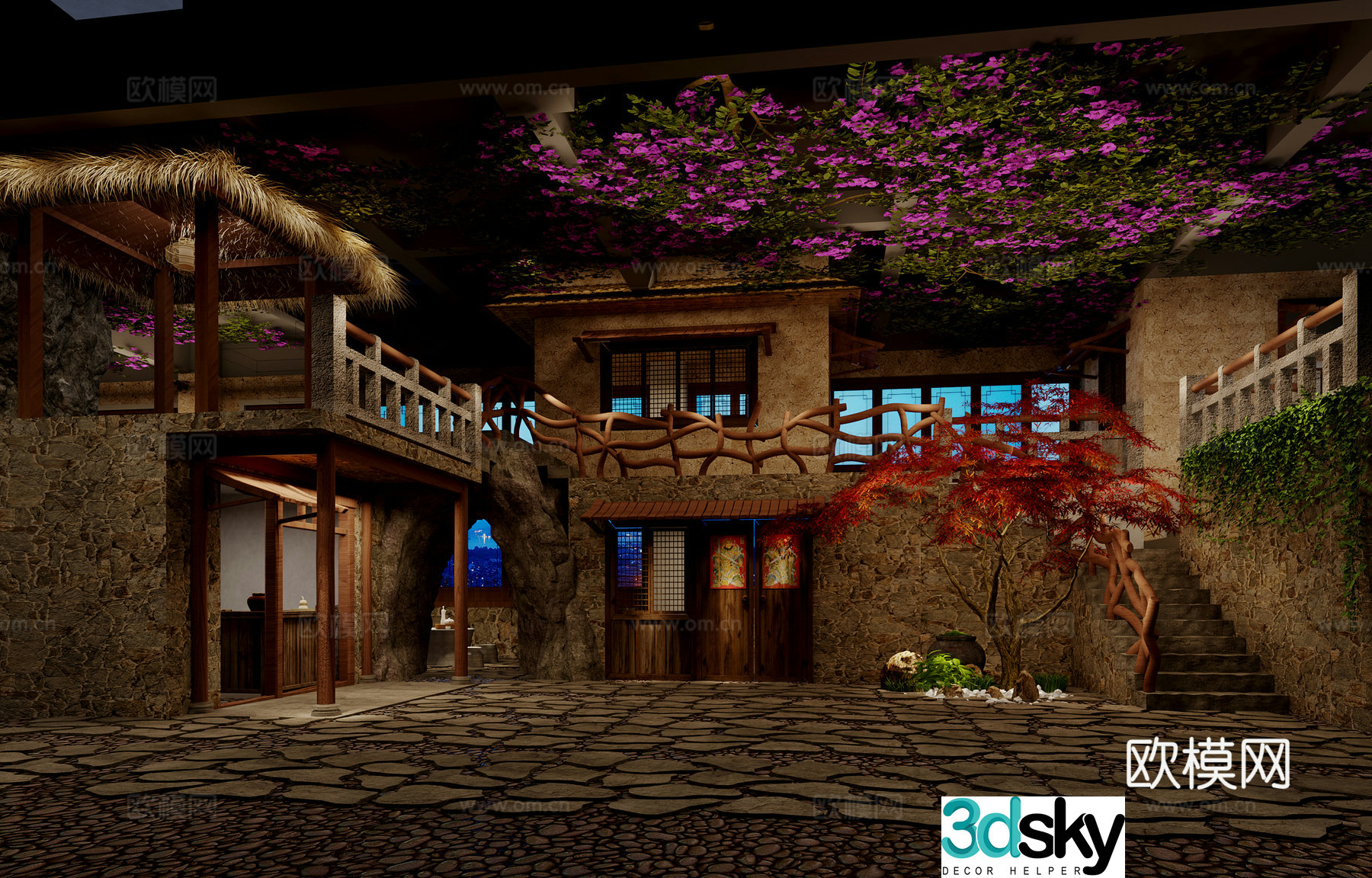 B&B farmhouse building 3d model