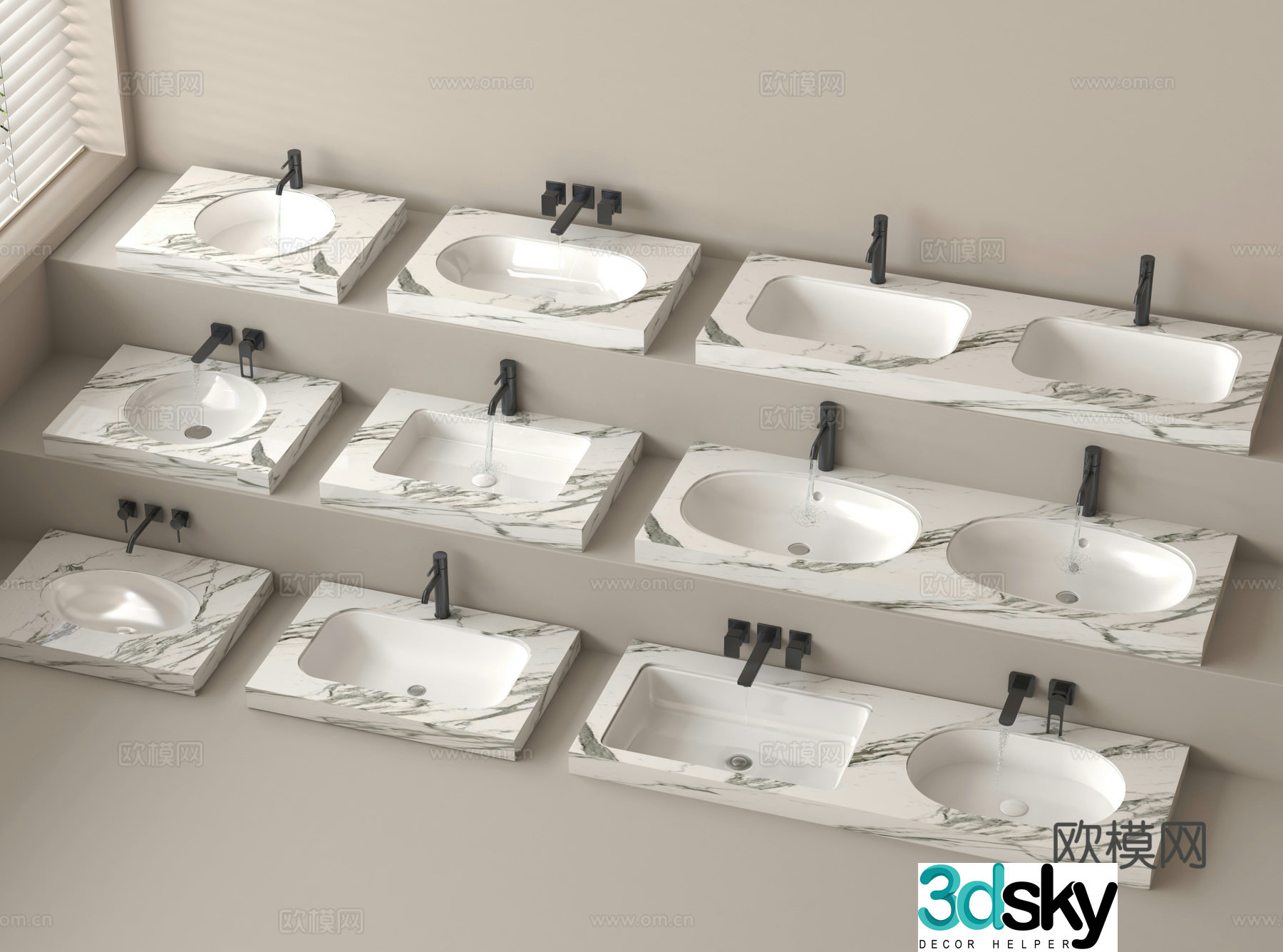 Washbasin Washbasin Washbasin Double Basin 3D Model